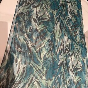 Teal and Gray Patterned Scarf